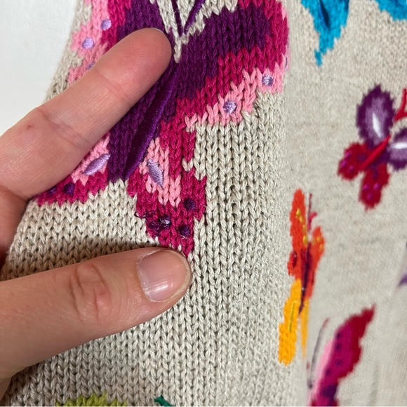 Butterfly Knit Sweater Vest Medium Colorful Cottage Grandma Y2K Boho Casual Twee - Picture 5 of 6